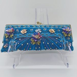 Vintage Moyna Couture Beaded Clutch Purse with Chain Strap